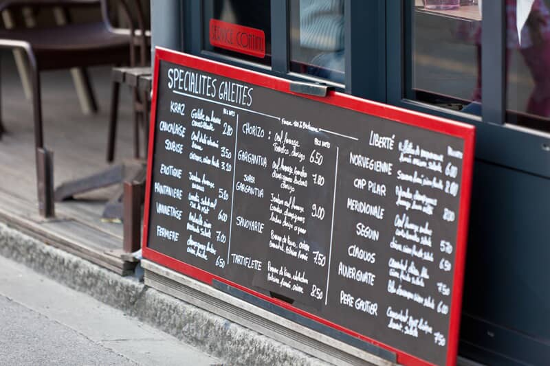 An image of a menu board in chalk.